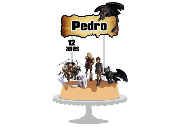 Topper de Bolo Como Treinar o seu Dragão