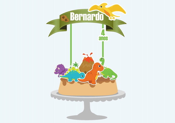 Topper de Bolo Dinossauros Baby