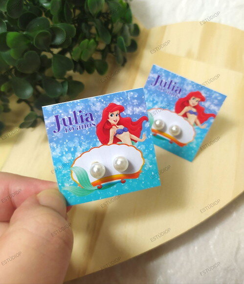 50 Pares de Brinco com Tag a Pequena Sereia