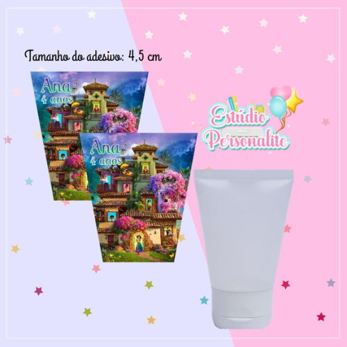 Adesivo p/ Bisnaga Álcool Gel 30gr Encanto Disney