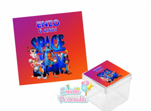 Adesivo p/ Caixinha Acrílica Space Jam Um Novo Legado