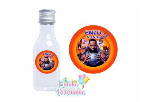 Adesivo p/ Mini Garrafinha Space Jam Um Novo Legado