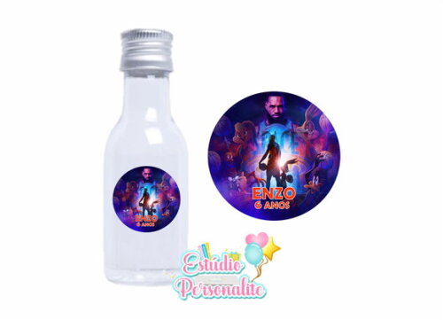 Adesivo p/ Mini Garrafinha Space Jam Um Novo Legado