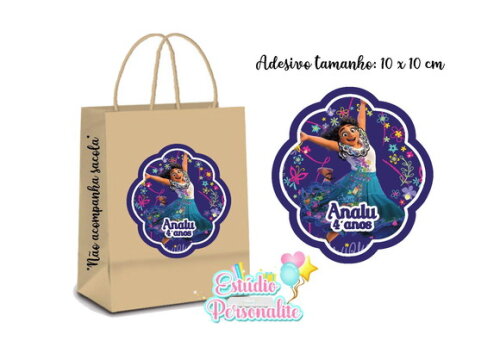 Adesivo p/ Sacola Kraft Encanto Disney