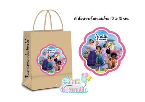 Adesivo p/ Sacola Kraft Encanto Disney