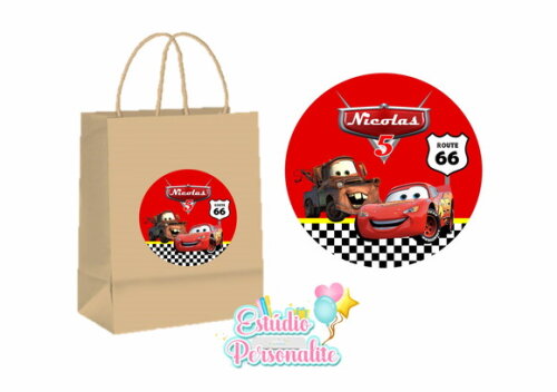 Adesivo p/ Sacola Kraft Carros