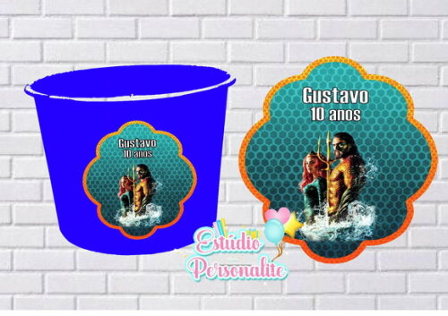 Adesivo para Balde de Pipoca Aquaman