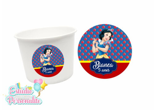 Adesivo para Balde de Pipoca Branca de Neve