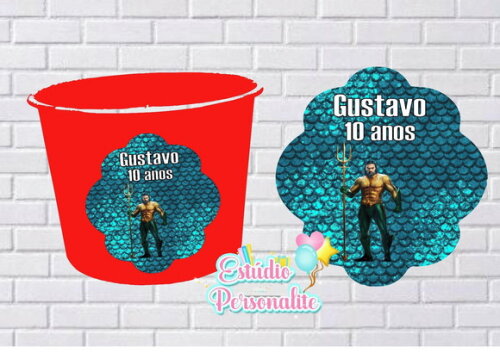Adesivo para Balde de Pipoca Aquaman