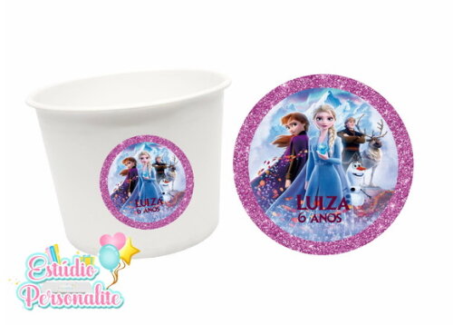 Adesivo para Balde de Pipoca Frozen 2