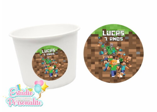 Adesivo para Balde de Pipoca Minecraft