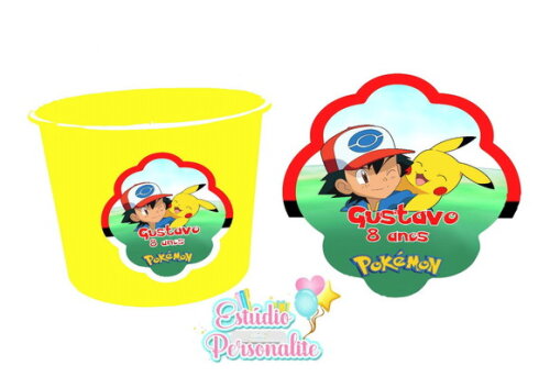 Adesivo para Balde de pipoca Pokémon