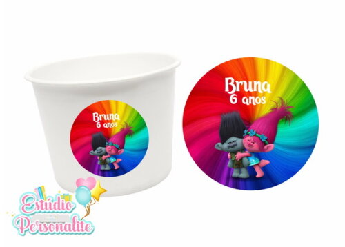 Adesivo para Balde de Pipoca Trolls