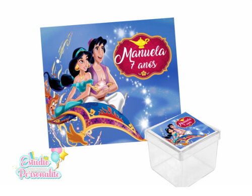 Adesivo para Caixinha Acrílica Aladdin e Jasmine