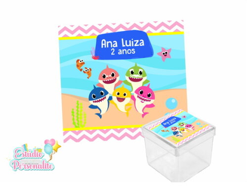 Adesivo para Caixinha Acrílica Baby Shark