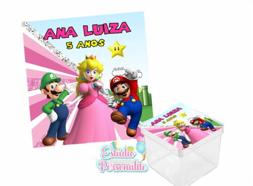 Adesivo para Caixinha Super Mario Princesa Peach