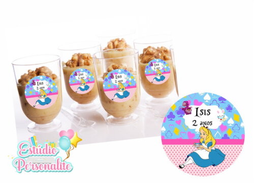 Adesivo para copinho de brigadeiro Alice P. Maravilhas