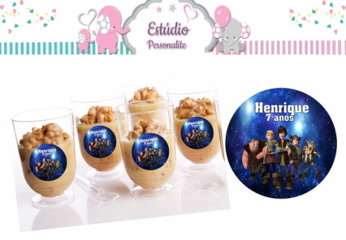 Adesivo para Copinho de Brigadeiro Como Treinar o seu Dragão