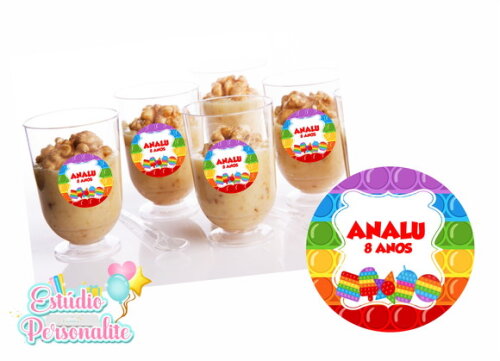 Adesivo para copinho de brigadeiro Fidget Toys Pop It