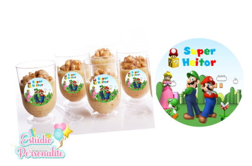 Adesivo para Copinho de Brigadeiro Mario Brós