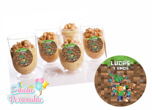 Adesivo para Copinho de Brigadeiro Minecraft
