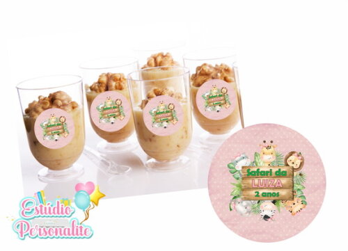 Adesivo para Copinho de Brigadeiro Safari Rosa