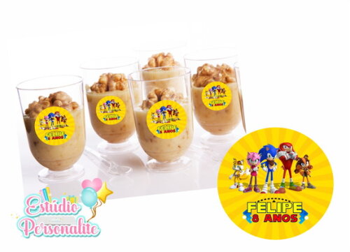 Adesivo para copinho de brigadeiro Sonic