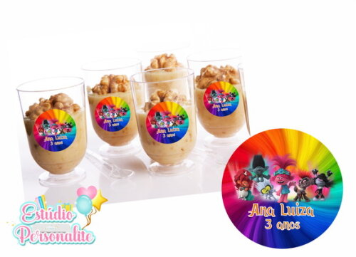 Adesivo para copinho de brigadeiro Trolls 2