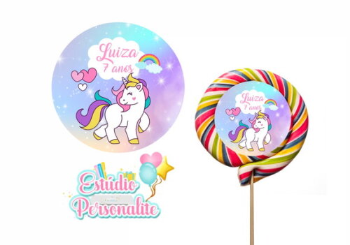 Adesivo para Pirulito Unicórnio