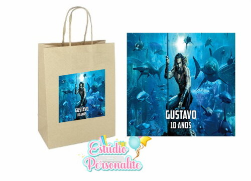 Adesivo para Sacola Kraft Aquaman