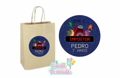 Adesivo para Sacola Kraft Among Us