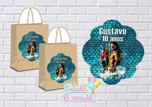 Adesivo para Sacola Kraft Aquaman