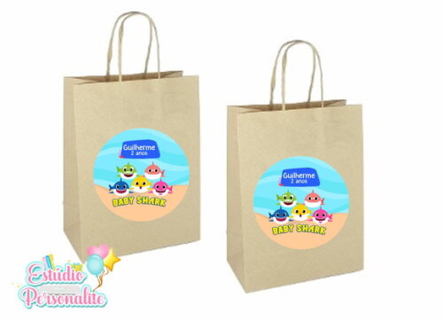 Adesivo para Sacola Kraft Baby Shark