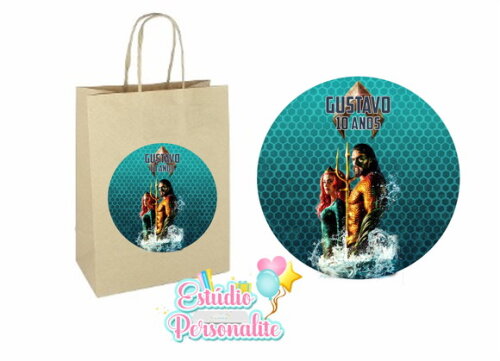 Adesivo para Sacola Kraft Aquaman