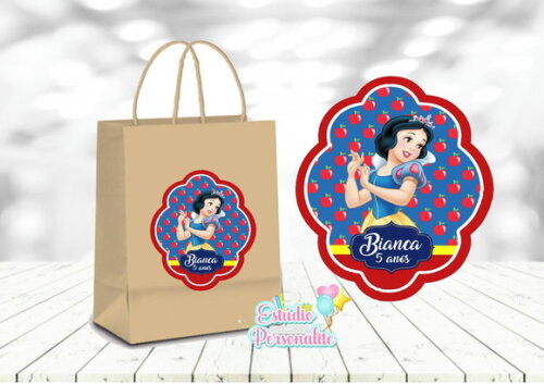 Adesivo para Sacola Kraft Branca de Neve