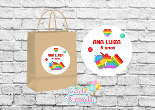 Adesivo para Sacola Kraft Fidget Toys Pop It