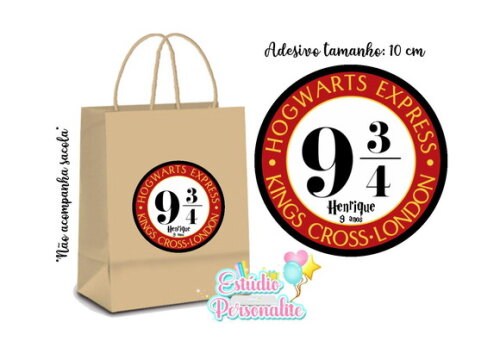 Adesivo para Sacola Kraft Harry Potter