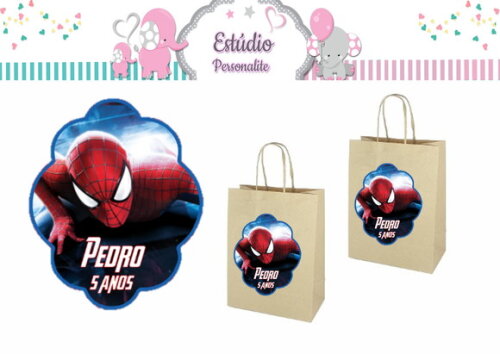 Adesivo para Sacola Kraft Homem Aranha