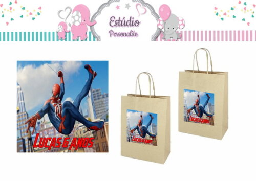 Adesivo para Sacola Kraft Homem Aranha