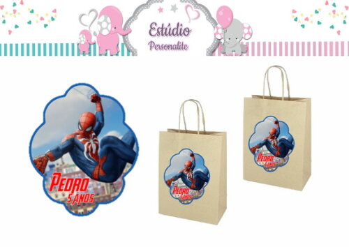 Adesivo para Sacola Kraft Homem Aranha