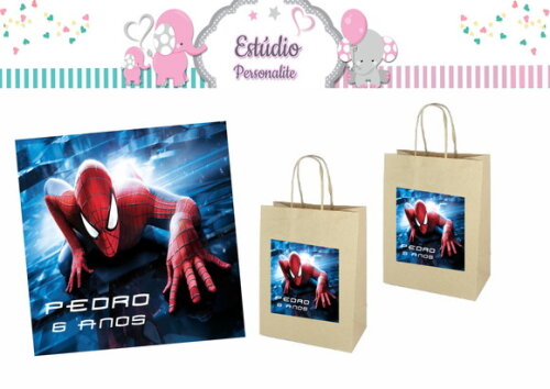 Adesivo para Sacola Kraft Homem Aranha