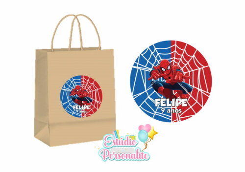 Adesivo para Sacola Kraft Homem Aranha
