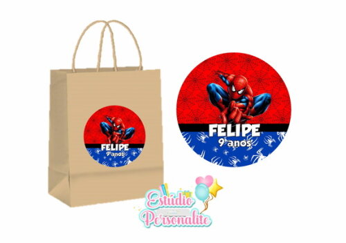 Adesivo para Sacola Kraft Homem Aranha