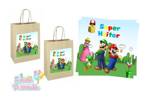 Adesivo para Sacola Kraft Mario Bros