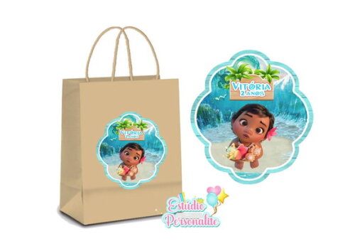 Adesivo para Sacola Kraft Moana Baby.