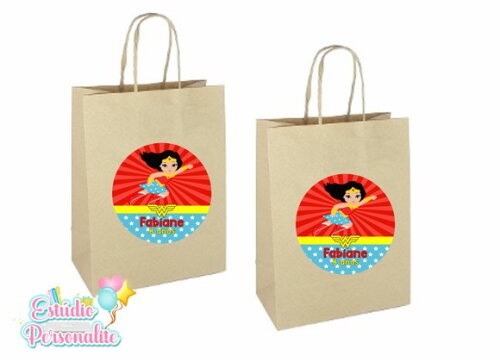 Adesivo para Sacola Kraft Mulher Maravilha