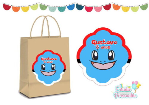 Adesivo para Sacola Kraft Pokémon