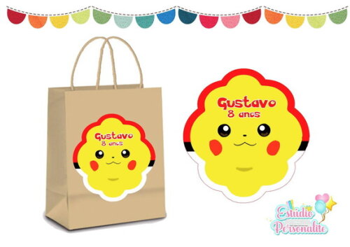 Adesivo para Sacola Kraft Pokémon
