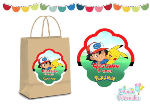 Adesivo para Sacola Kraft Pokémon