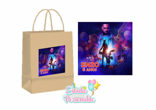 Adesivo para Sacola Kraft Space Jam Um Novo Legado